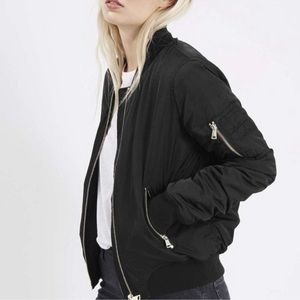 Topshop Ladis Black Bomber Jacket size 8